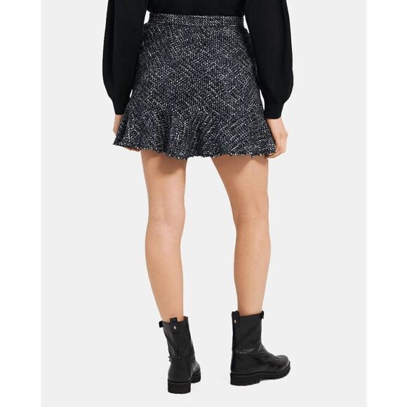 Theory Women's Diagonal Wool-Blend Tweed Mini Skirt - Blue Multi 2 - Picture 8 of 8